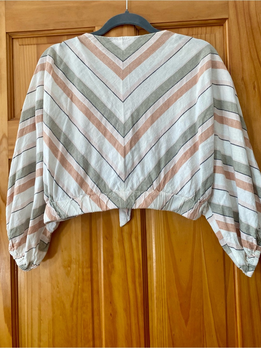 Zara Linen Blend Striped Tie Front Crop Top & Shorts Set Boho Coastal L - Picture 5 of 16
